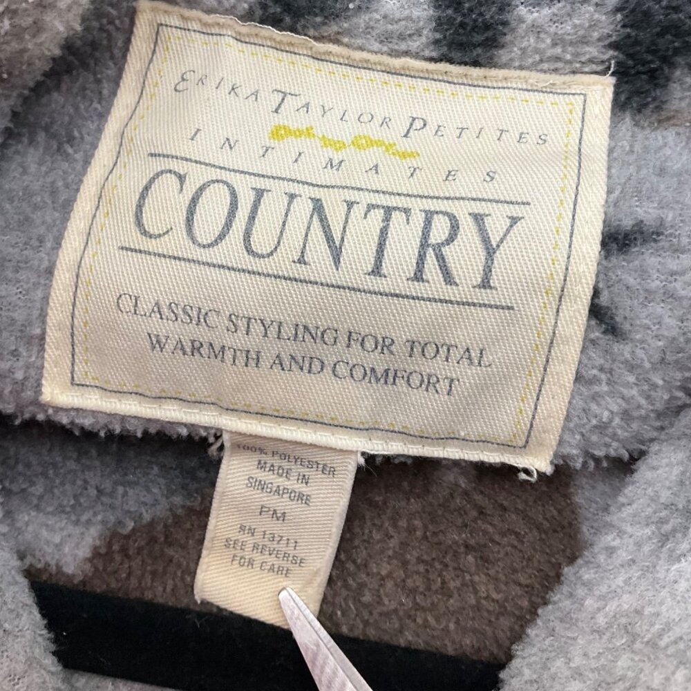 Erika Taylor Country Medium Fleece Long Robe Bear Snowflake Cozy Southwestern - Picture 5 of 13